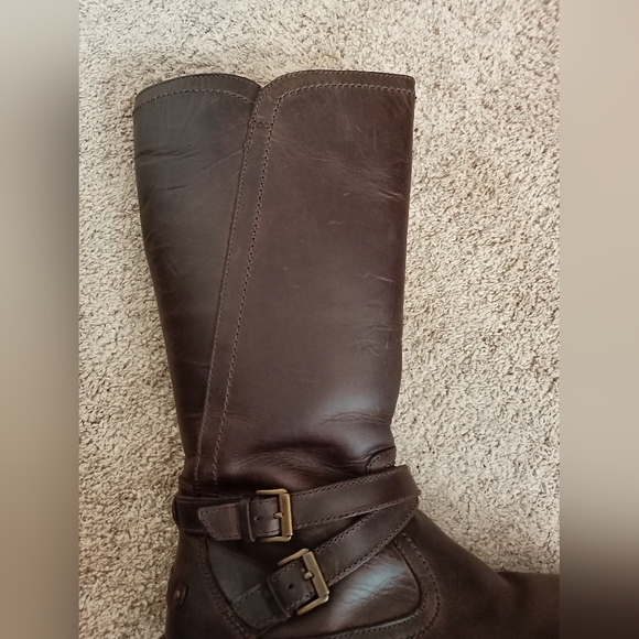 UGG Rosen Leather Riding Boots | sz 8, Espresso Brown, original box - Picture 5 of 16